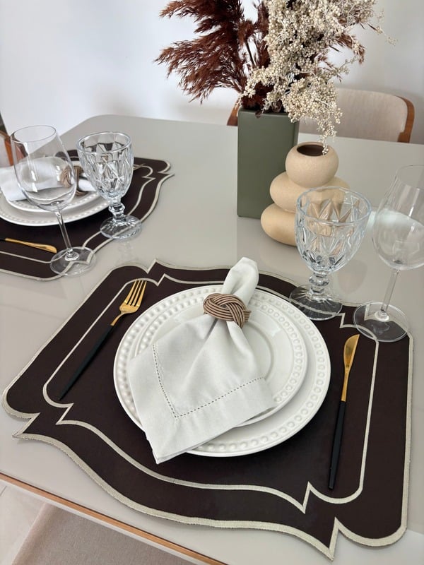 Lugar Americano Dupla Face Avelã - Marrom e Bege - Imagem 4