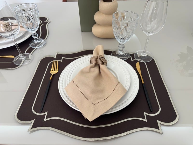 Lugar Americano Dupla Face Avelã - Marrom e Bege