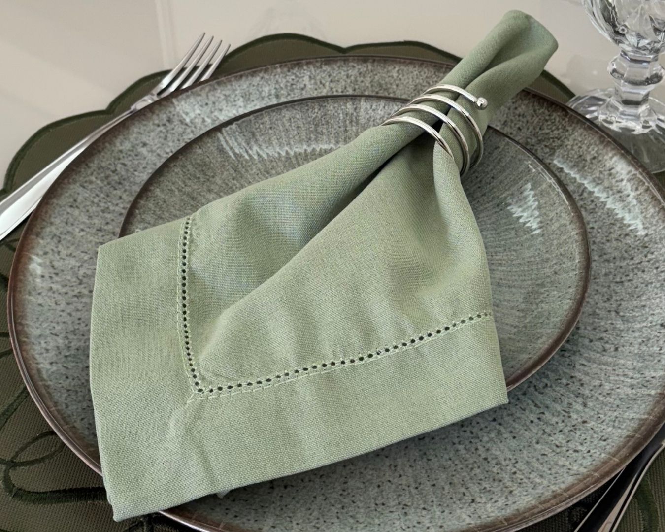 Guardanapo linho misto - verde malva