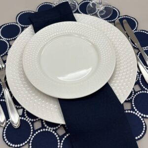 Lugar Americano Esfera - 1 face - azul marinho com bordado branco