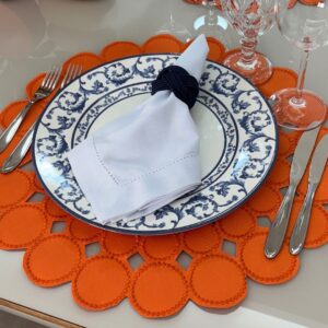 Lugar Americano Esfera - 1 face - laranja com bordado laranja