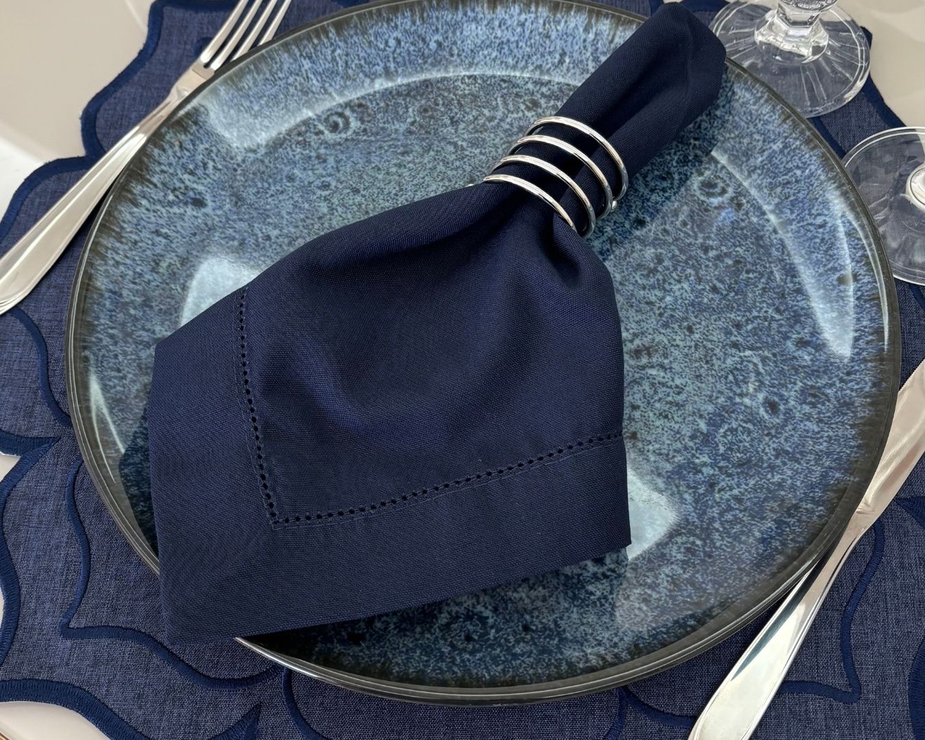 Guardanapo linho misto - azul marinho - Imagem 2