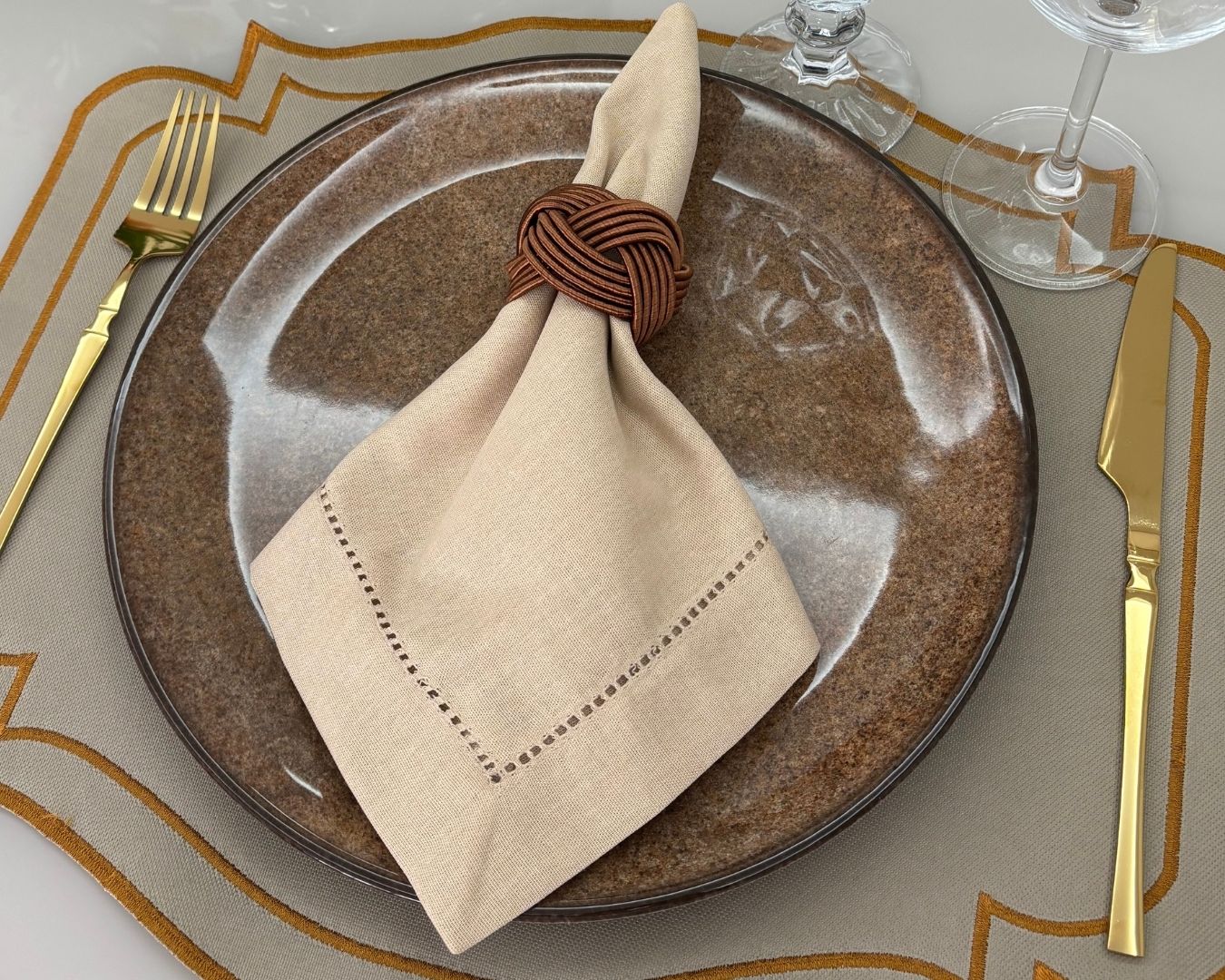 Guardanapo linho misto - bege mocha - Imagem 2