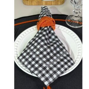 Guardanapo percal - xadrez preto e branco