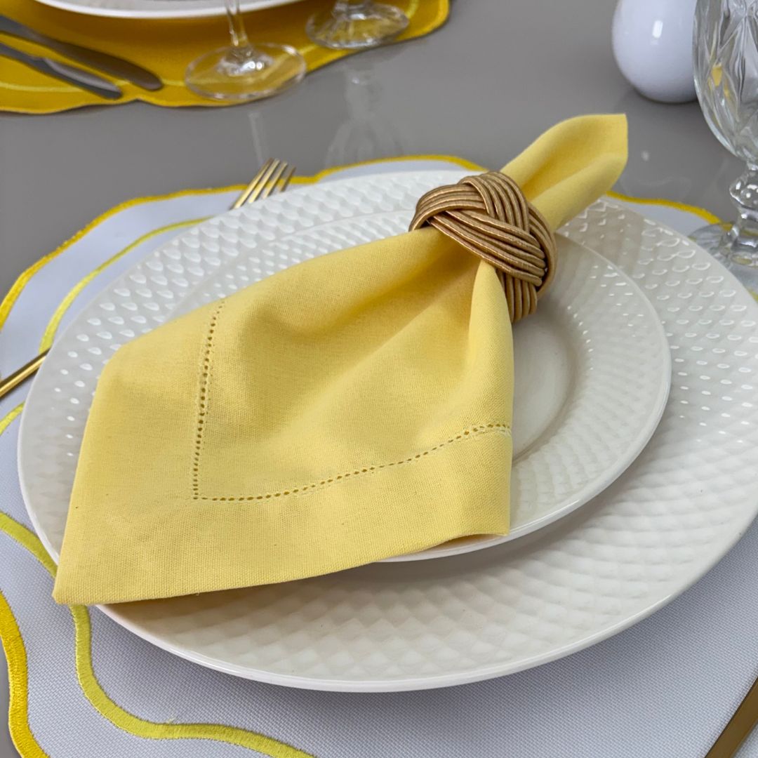 Guardanapo linho misto - amarelo claro - Imagem 2