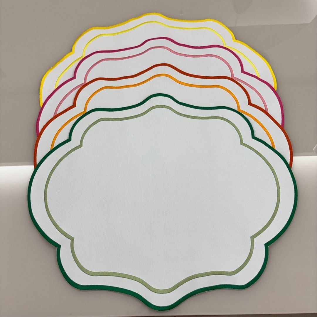 Lugar Americano Cores- 2 faces - branco / rosa pink com bordado degradê rosa pink - Imagem 5