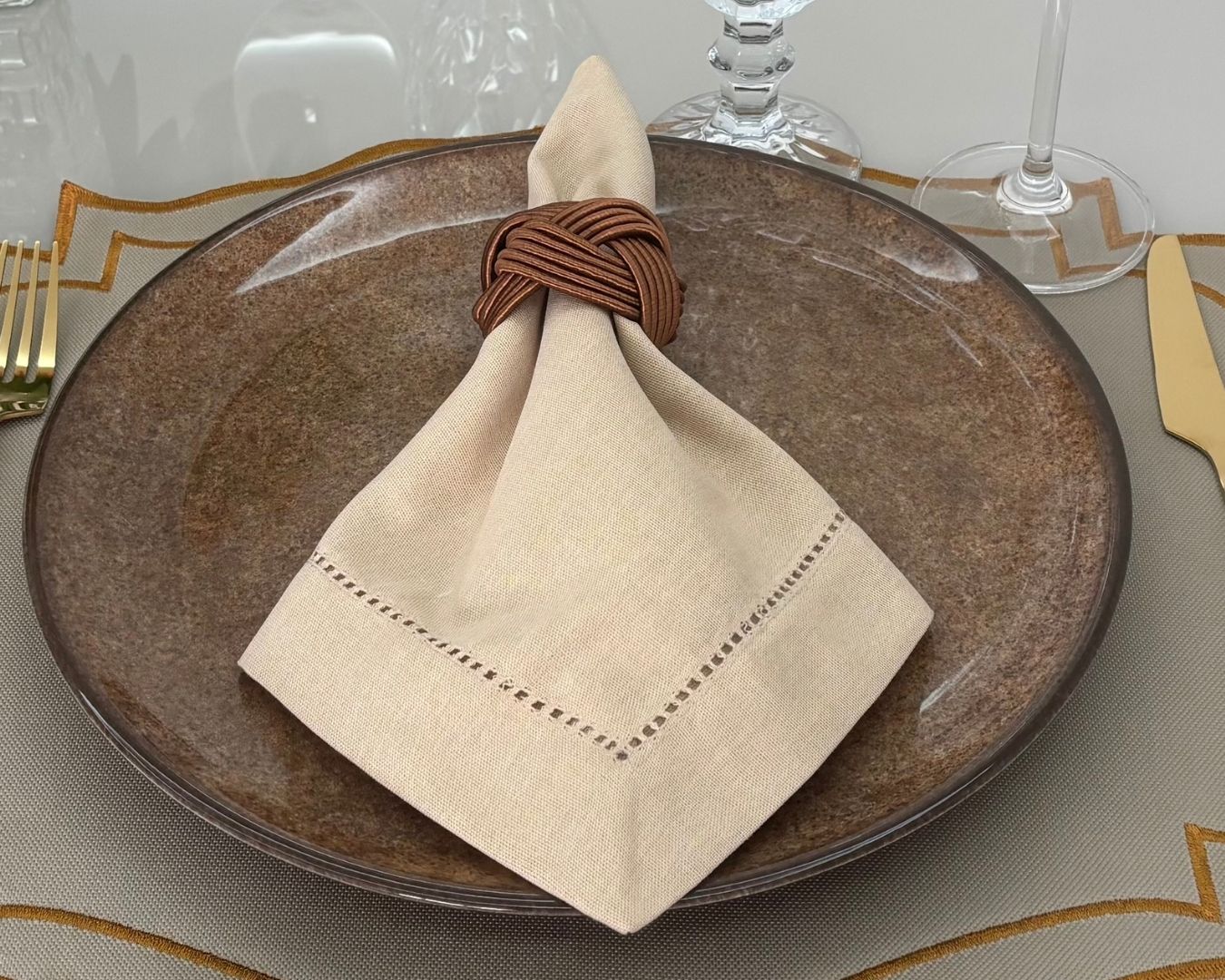 Guardanapo linho misto - bege mocha