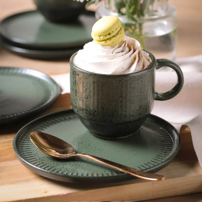 Xícara Chá com Pires - Linhas Greenery Empilhavel