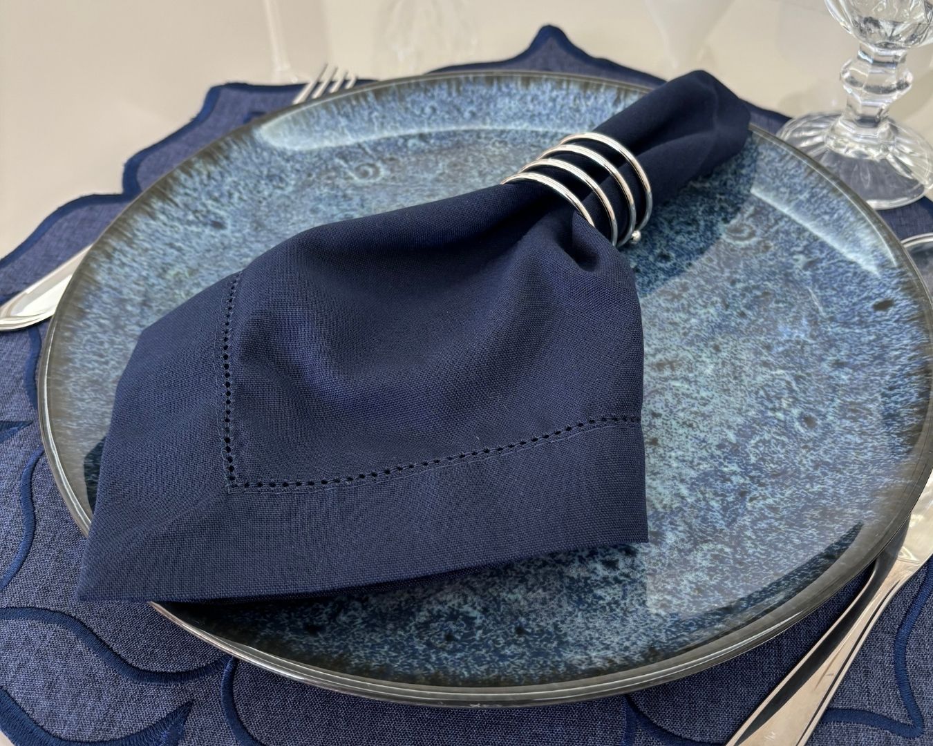 Guardanapo linho misto - azul marinho