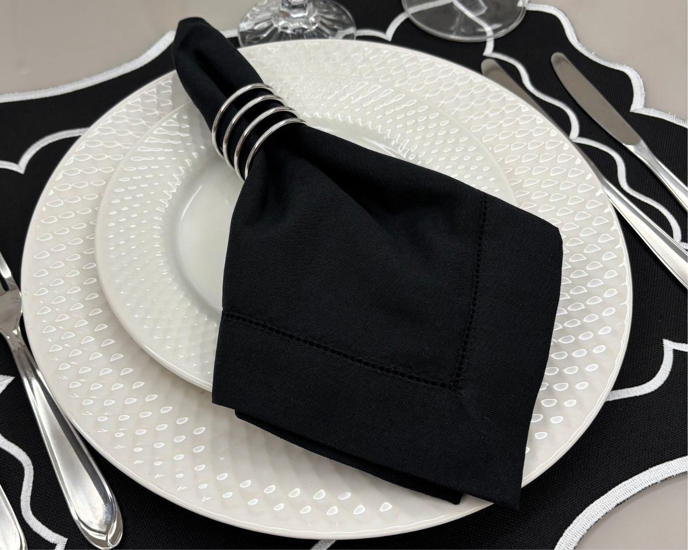 Guardanapo linho misto - preto