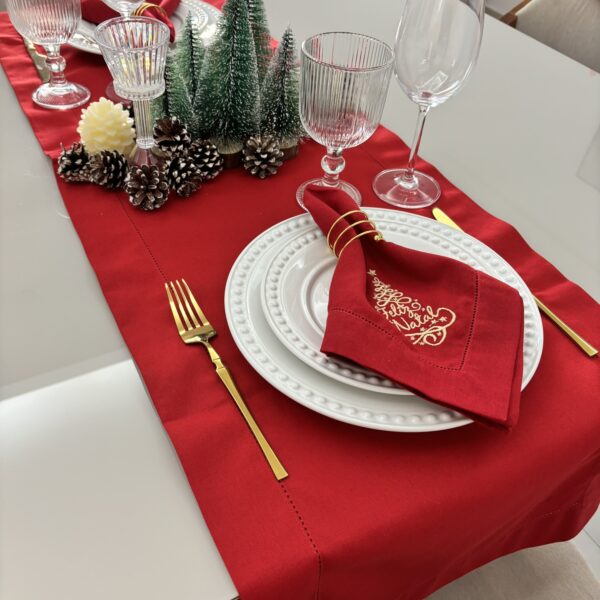 Trilho de linho misto  - Vermelho